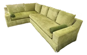 Patricia Edwards for Partridge Bespoke Green Velvet Two Piece Sectional