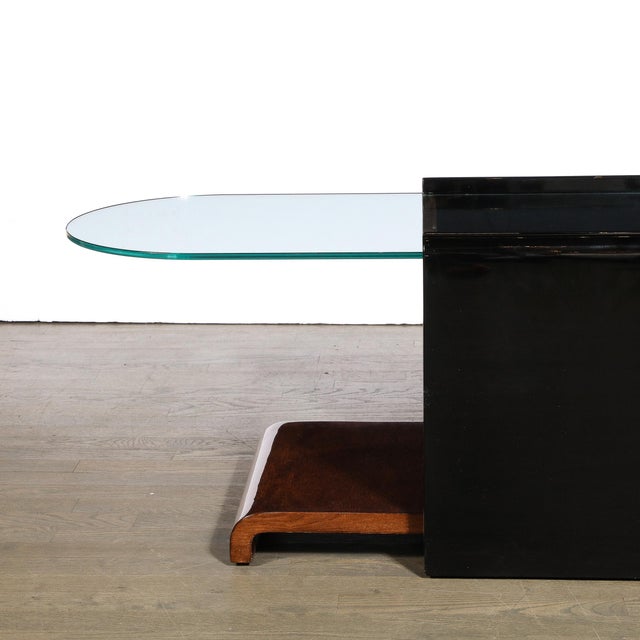 Art Deco Machine Age Bullet Form Glass Top Cocktail Table in Book ...