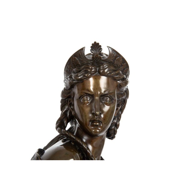 Metal Pair of French Bronze Sculptures Busts “Comedy & Tragedy” by Eugene Laurent For Sale - Image 7 of 13