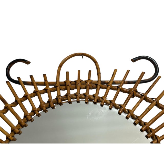 1950s Vintage Rattan Sun Mirror, 1950s For Sale - Image 5 of 8
