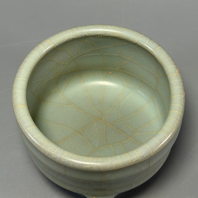 Chinese Antique Chinese Longquan Celadon Tripod Censer For Sale - Image 3 of 9