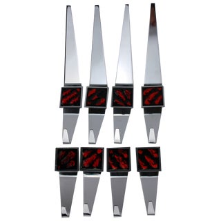 Coat Hooks with Enamel Decorations, Germany, 1960s, Set of 8 For Sale