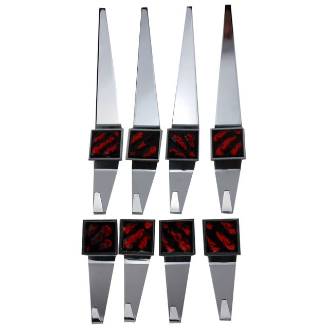 Coat Hooks with Enamel Decorations, Germany, 1960s, Set of 8 For Sale