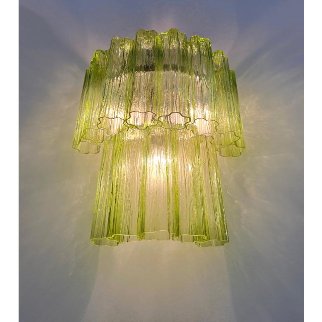 Green Murano Glass Tube Wall Sconces, 1990s, Set of 2 For Sale - Image 11 of 14