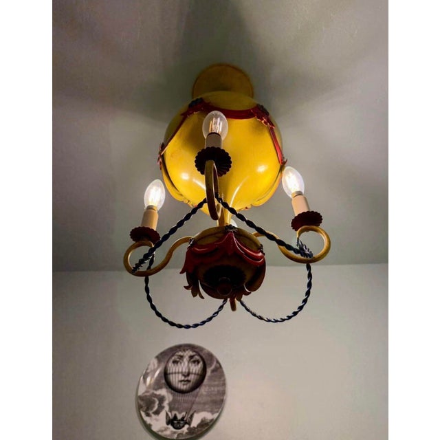 Maison Jansen Vintage Maison Jansen Toleware Hot Air Balloon Chandelier For Sale - Image 4 of 5