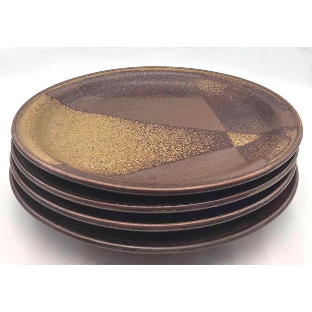 Mid-Century Modern 1970s Iron Mountain "Roan" Stoneware Dinner Plates, Set of 4 For Sale - Image 3 of 10