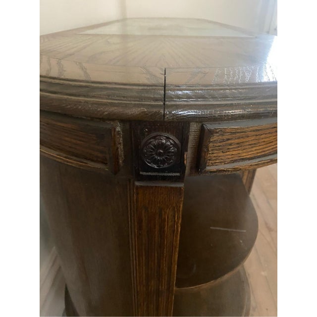 Brown 1900 Antique Oak Apothecary Pharmacy General Store Counter Cabinet Glass Case For Sale - Image 8 of 12