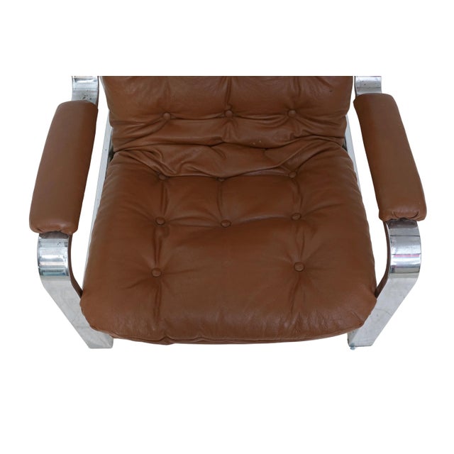 Chrome Tufted Vinyl & Chrome Recliner For Sale - Image 8 of 9