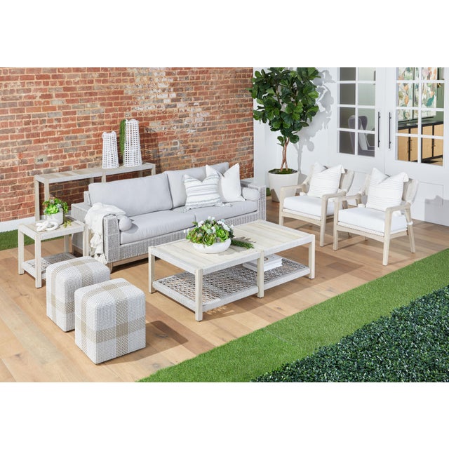 Wrap Outdoor Console Table, Taupe & White Flat Rope For Sale - Image 9 of 12