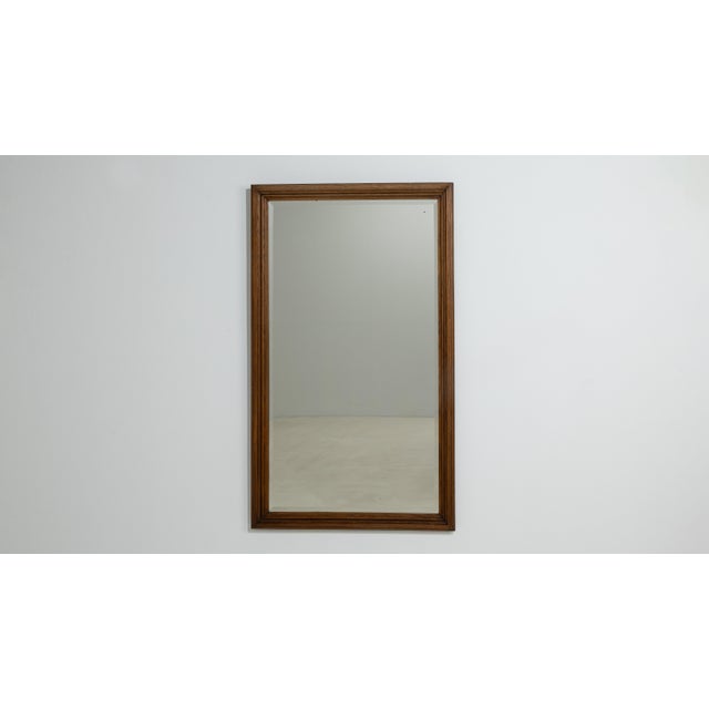 Wood 20th Century French Natural Wood Framed Wall Mirror For Sale - Image 7 of 8