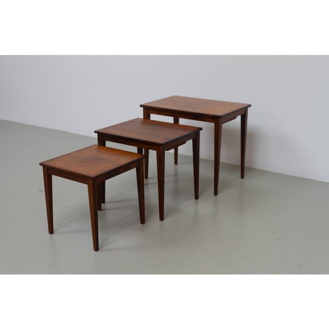 Brown Danish Modern Rosewood Nesting Tables, 1960s, Set of 3 For Sale - Image 8 of 17