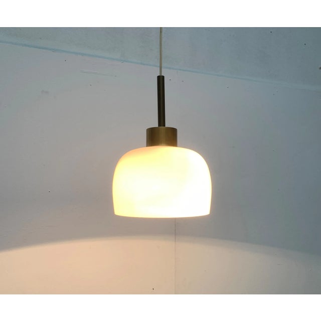 Metal Mid-Century Danish Brass and Glass Pendant For Sale - Image 7 of 18