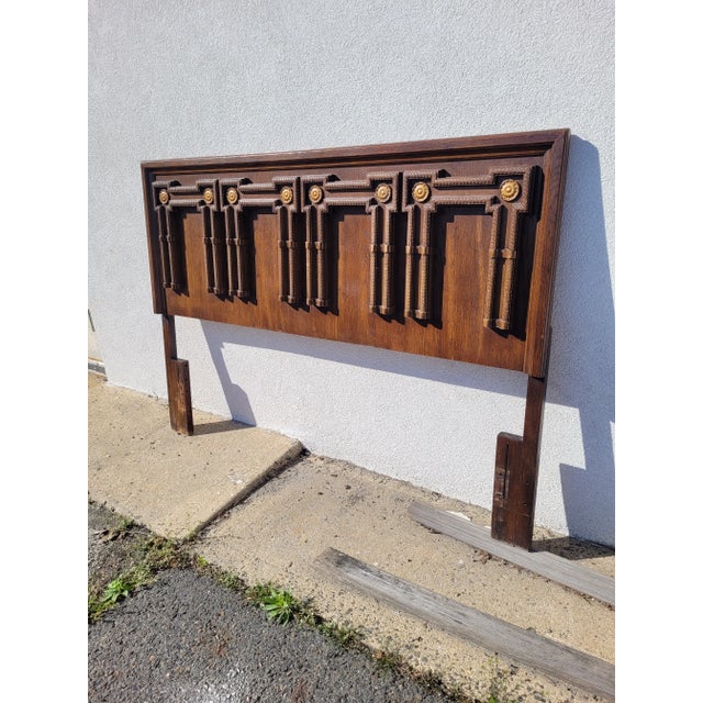 1950s Mid Century Modern Roman Style Headboard For Sale In Philadelphia - Image 6 of 8