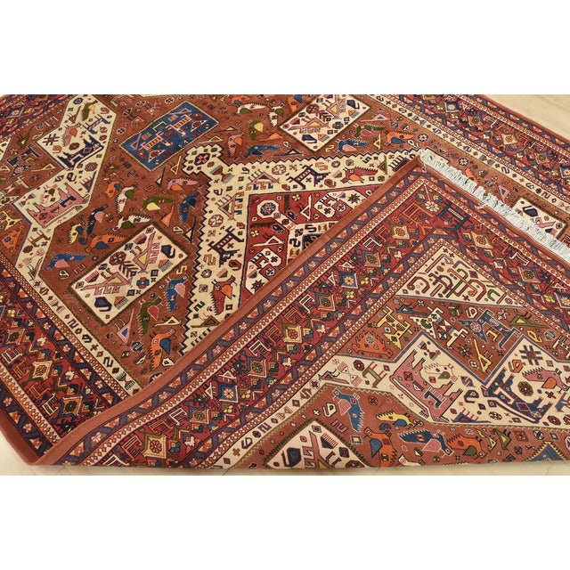 Fine Quchan Rug 6'7'' X 9'6'' Brown Wool/Silk Hand-Knotted Oriental Carpet For Sale - Image 14 of 15