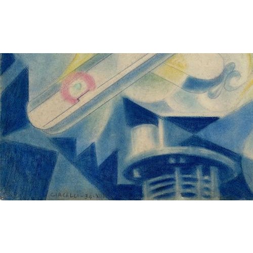 1930s Arturo Ciacelli, Aero-Meccanique, 1934, Mixed Media For Sale - Image 5 of 10