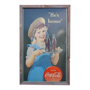 Rare Cardboard in-Store Coca Cola Poster - He's Home - 1944