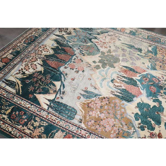 a Room size 1930s Persian Tabriz Rug with a landscape all over design 9'10'' x 13'3''