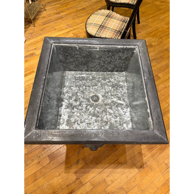 Gray French Lead and Zinc Ram’s Head Garden Planter, Circa 1920 For Sale - Image 8 of 10