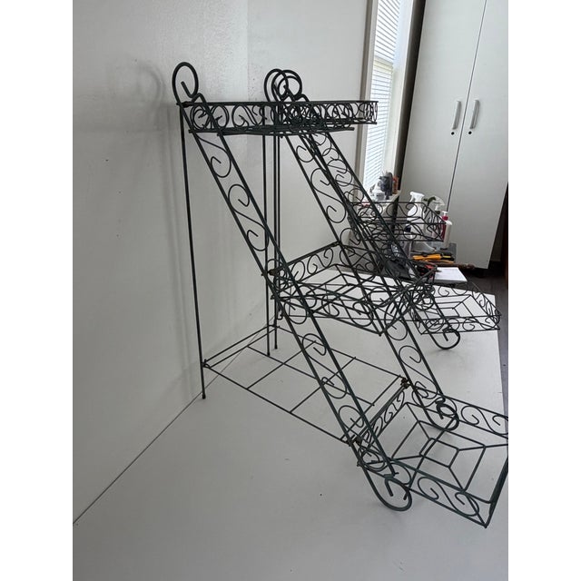 Vintage Three-Tier Wrought Iron Plant Stands – Pair For Sale - Image 12 of 13