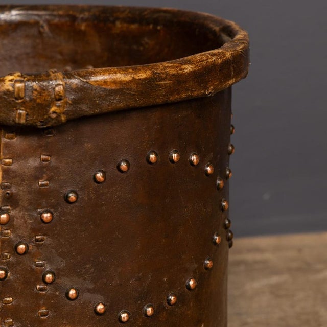 Antique Edwardian Vellum Clad Metal Lined Log Bucket, 1910 For Sale - Image 15 of 17