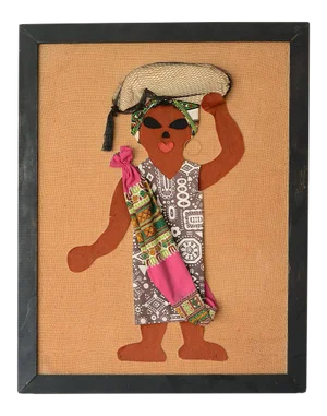 Mid Century African Lady Textile Art Wall Hanging