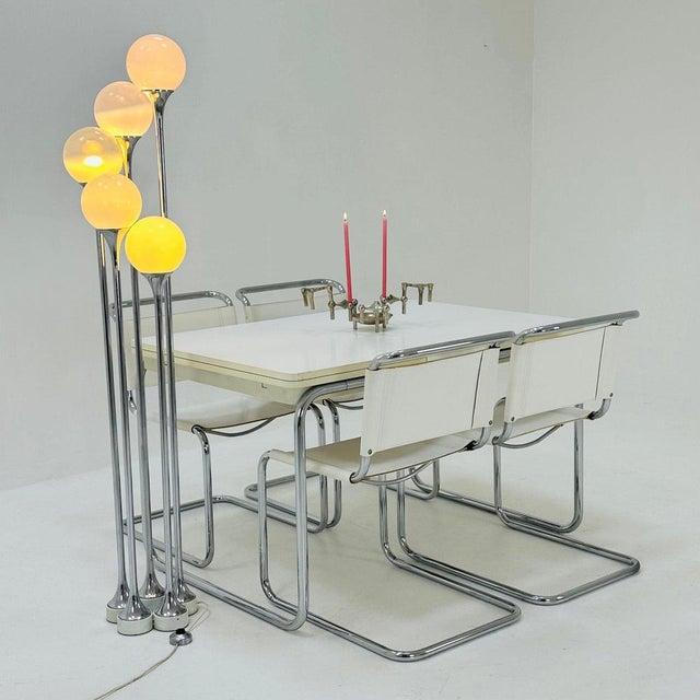 Mid-Century Bauhaus Dining Table in Tubular Chrome and Wood, 1980s For Sale - Image 10 of 11