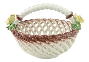 Italian Bassano Braided Rose Ceramic Basket