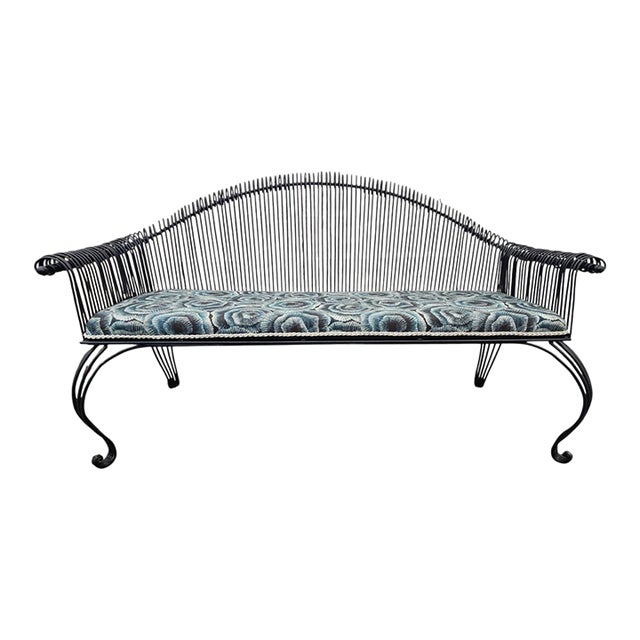 French Country Wrought Iron Garden Bench For Sale