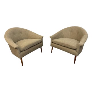 Mid-Century Modern McCobb Style Barrel Arm Chairs - Reupholstered - Set of 2 For Sale