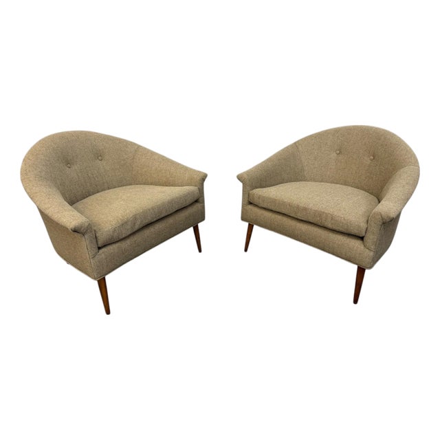 Mid-Century Modern McCobb Style Barrel Arm Chairs - Reupholstered - Set of 2 For Sale