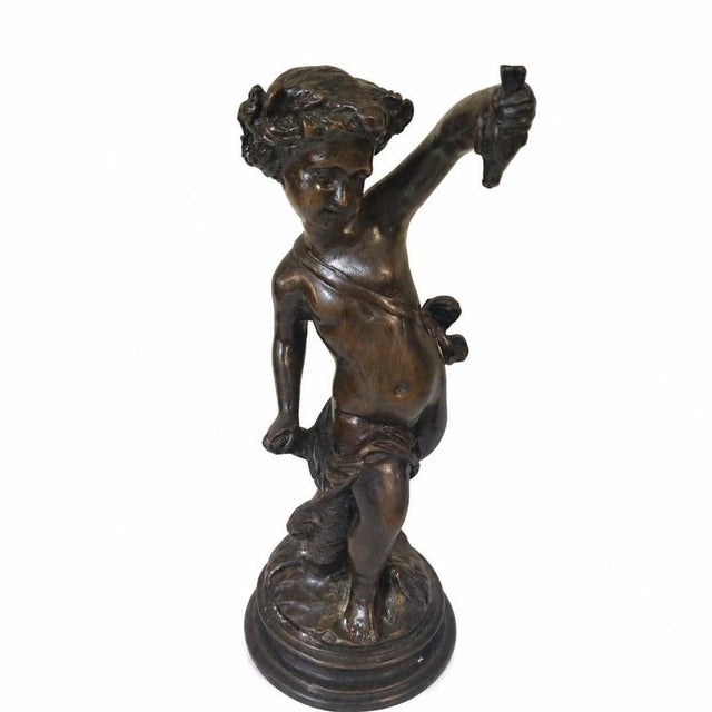 Black French Artist, Bacchus Sculptures, Bronze, Set of 2 For Sale - Image 8 of 9