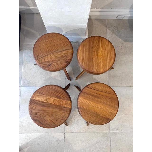 Pierre Chapo S28 Stools by Pierre Chapo, 1970, Set of 4 For Sale - Image 4 of 8