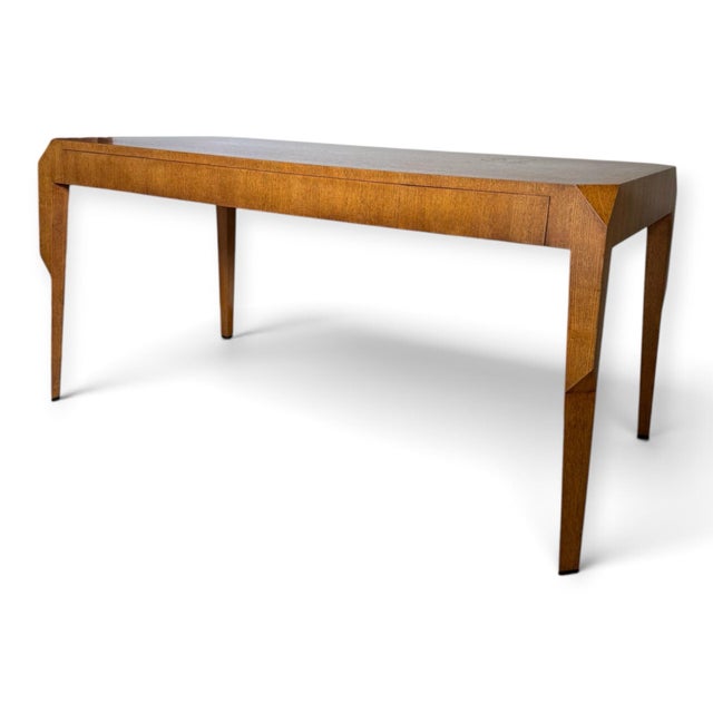 Striking writing desk from Therien, a Dessin Fournir company. Handmade in Los Angeles, fine grain walnut veneers over...