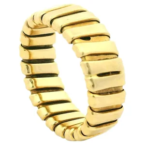 Vintage Italian 18K Yellow Gold Tubogas Flexible Band Ring, Size 9.5
