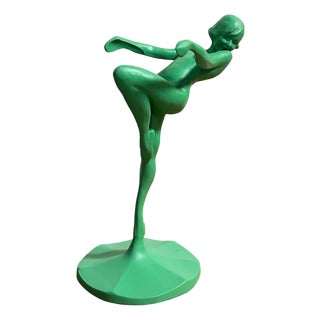 1922 Model T-301 Nude Art Deco Dancing Nymph Green Ashtray Stand by Frankart For Sale