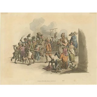 William Pyne, Mock Procession of Guy Fawkes, 1805, Hand-Colored Aquatint For Sale