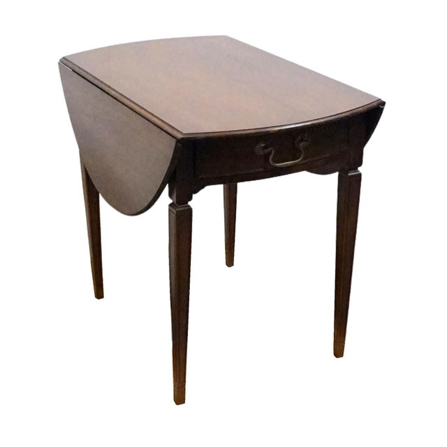 Brandt Brandt Furniture Banded Mahogany Traditional Style 36" Drop Leaf Pembroke Accent End Table 78-906 For Sale - Image 4 of 18