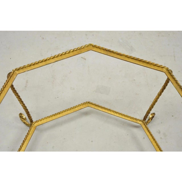 Mid 20th Century Vintage Italian Hollywood Regency Gold Gilt Iron Rope Metal Coffee Table Base For Sale - Image 5 of 9
