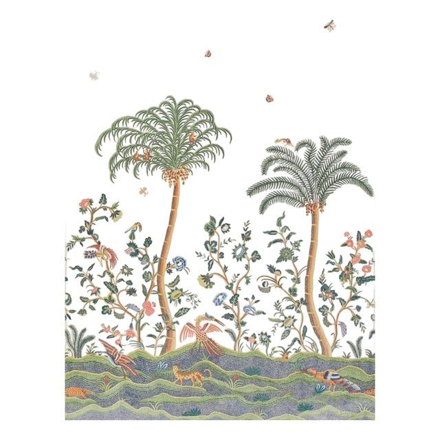 Schumacher Spotswood Crewel 2 Panel Set In Multi For Sale