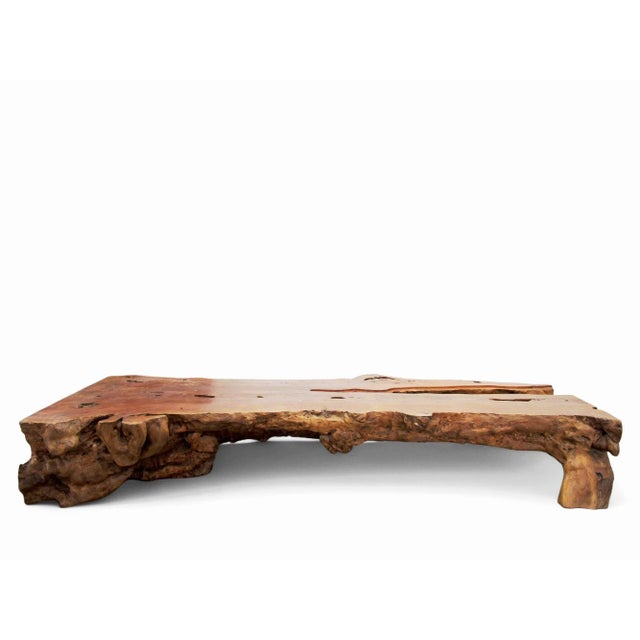 Organic Modern One Slab Lychee Burl Coffee Table For Sale - Image 4 of 12