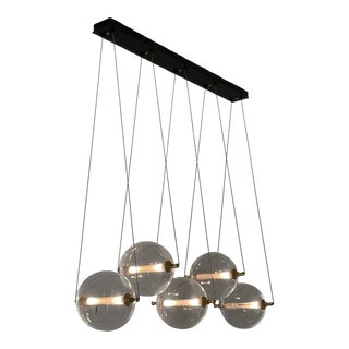 Hubbardton Forge Otto Sphere Linear Suspension Chandelier in Brass and Glass For Sale