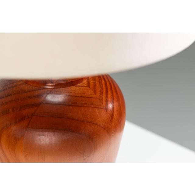 Wood Vintage Wooden Table Lamp with Cone Lampshade, 1970s For Sale - Image 7 of 10
