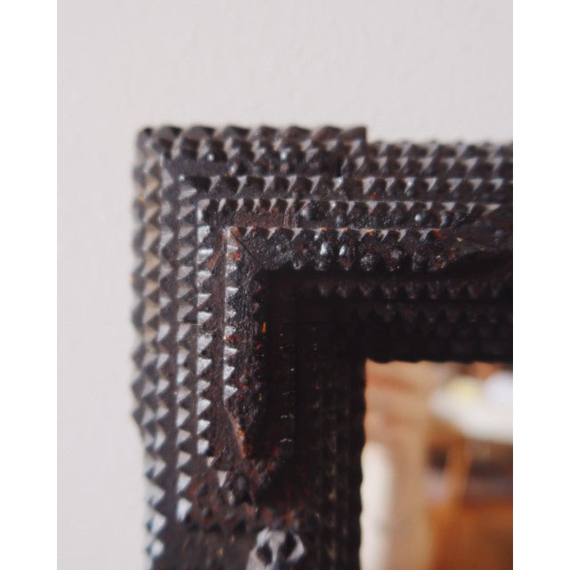 Antique Hand Carved Tramp Art Mirror, Late 19th Century For Sale - Image 10 of 18