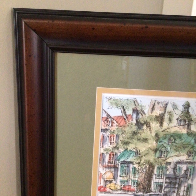 Paper Engraving "Rue Du Tresor Quebec" by Claude Roy Signed Hand-Colored For Sale - Image 7 of 13