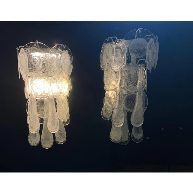 1970s Vintage Sconces with Drops Attributed to Venini, Set of 2 For Sale - Image 5 of 9