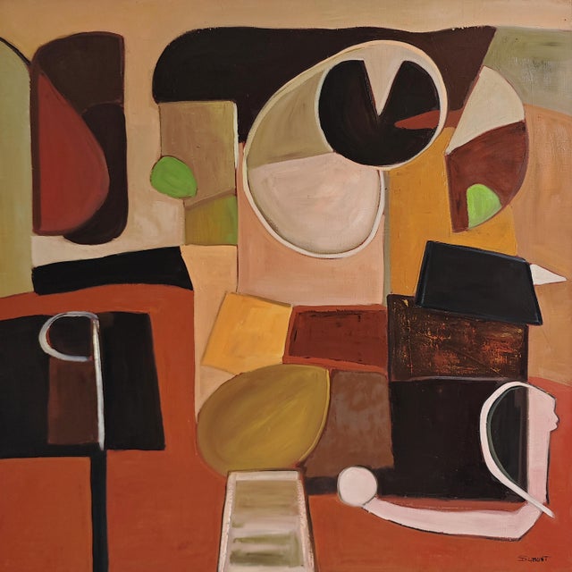 This large-scale abstract painting by French contemporary artist Sophie Dumont asserts a strong architectural presence...