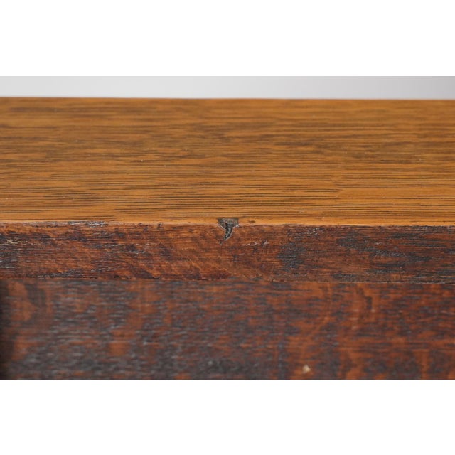 Mid 20th Century Reclaimed Mission 86.125 In. Golden Oak Red Vinyl Bench For Sale - Image 15 of 15
