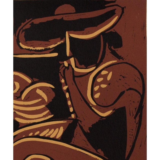 Modern After Pablo Picasso , Picador on Guitar, 20th Century, Linocut For Sale - Image 3 of 4