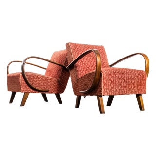 Armchair in Geometric Jacquard Fabric by Jindrich Halabala, 1950s For Sale