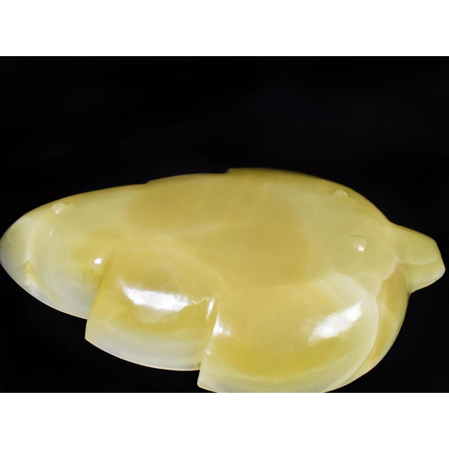 20th Century Carved Solid Onyx Stone Leaf Shape Footed Dish For Sale - Image 9 of 11